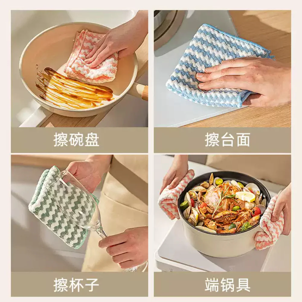 Modern Housewife 25×25cm Coral Fleece Dish Cloths - 10-Pack (Random Colors) - Image 3