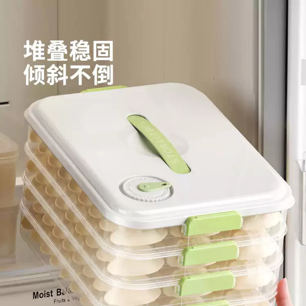 Modern Housewife 3-Tier Green Freezer Dumpling Storage Box - Holds 150-210 Dumplings - Image 3