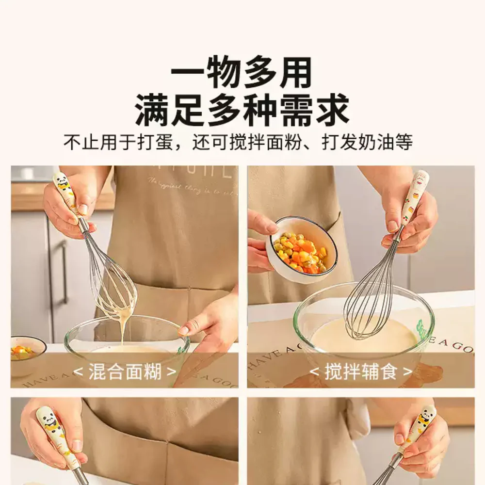 Modern Housewife 304 Stainless Steel Balloon Whisk with Ceramic Handle – Swimming Panda Design - Image 3