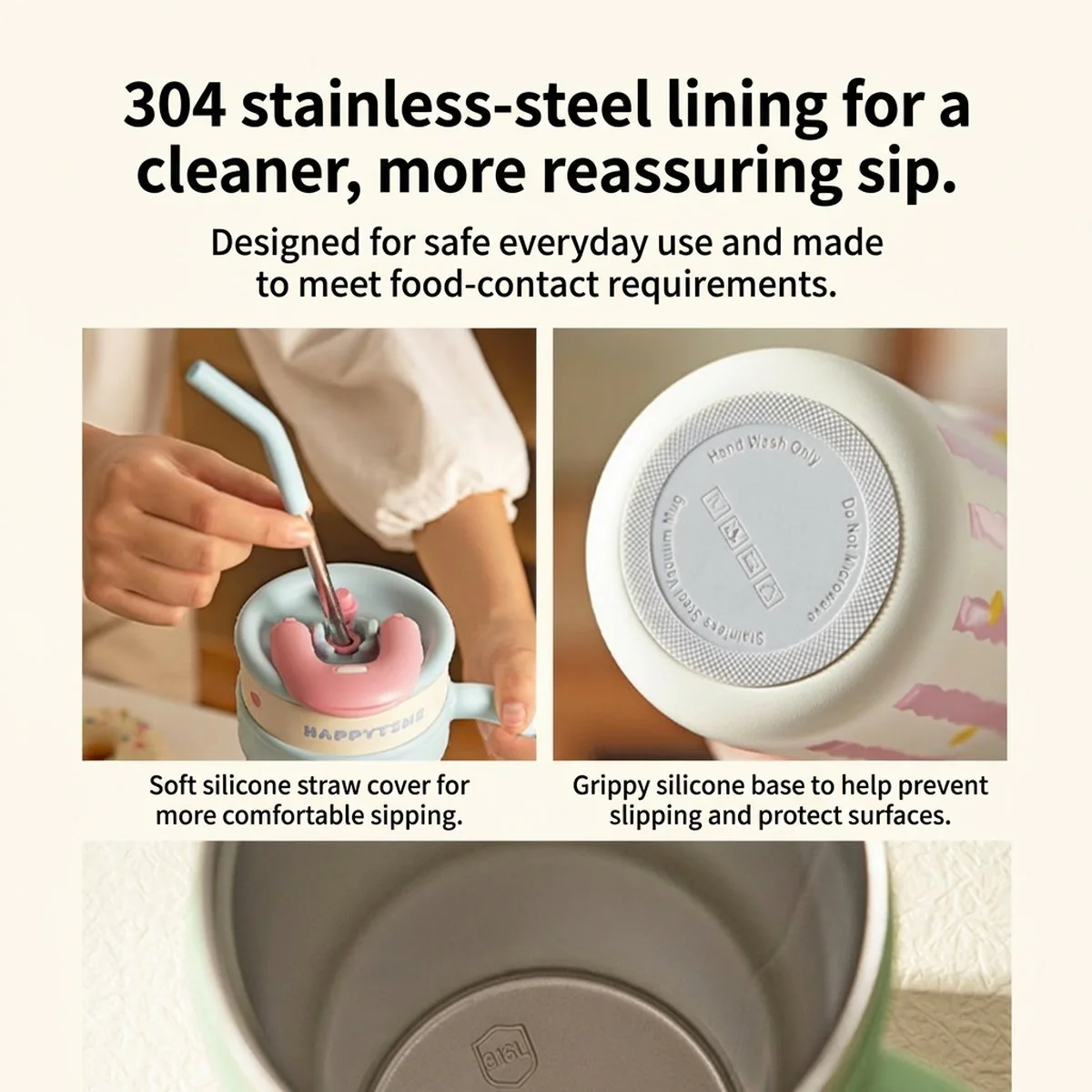 Modern Housewife 304 Stainless Steel Insulated Tumbler - Wiggling Cat Design, 1200ml - Image 2