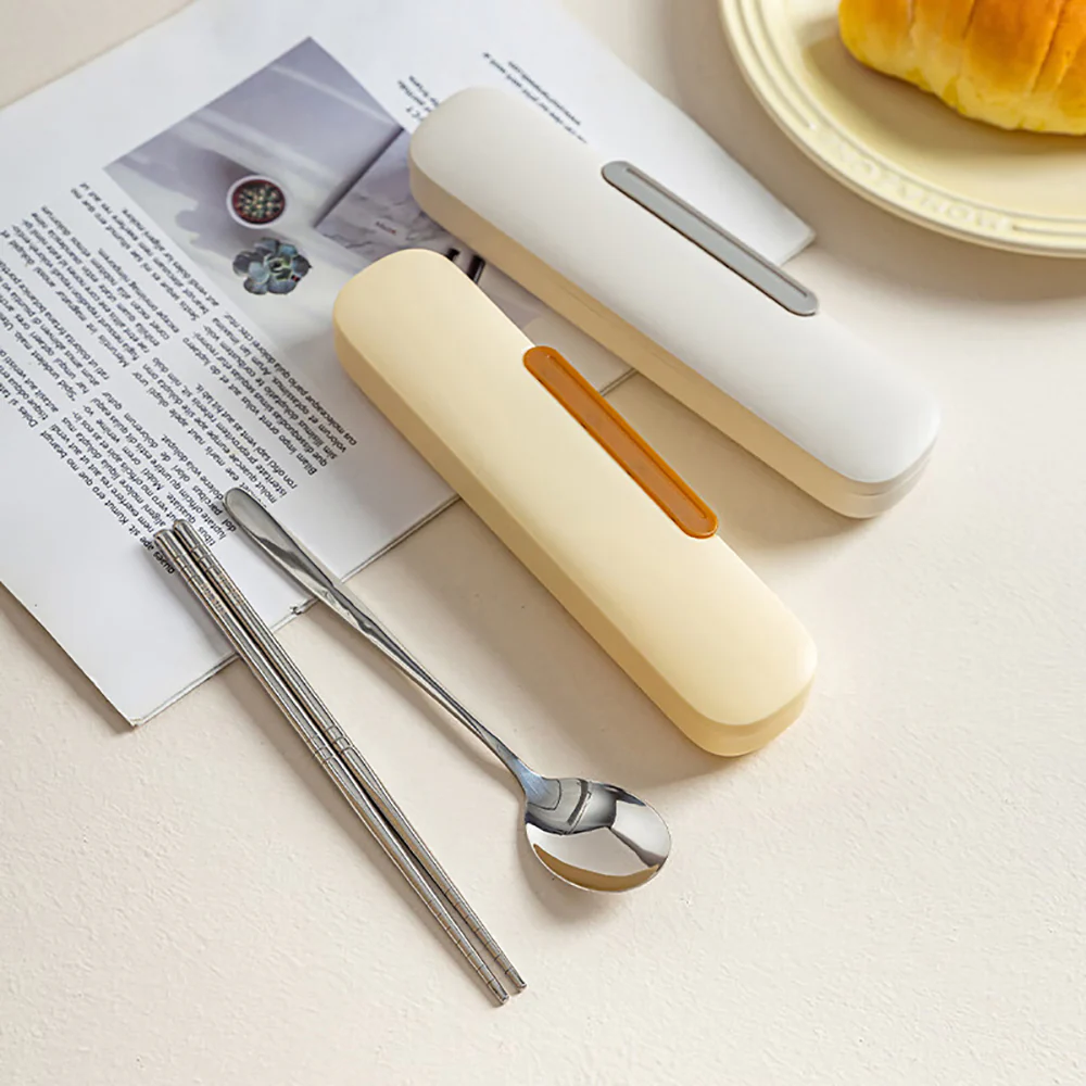 Modern SweetHome 304 Stainless Steel Portable Cutlery Set - 2 Pieces (Milk White) - Image 2