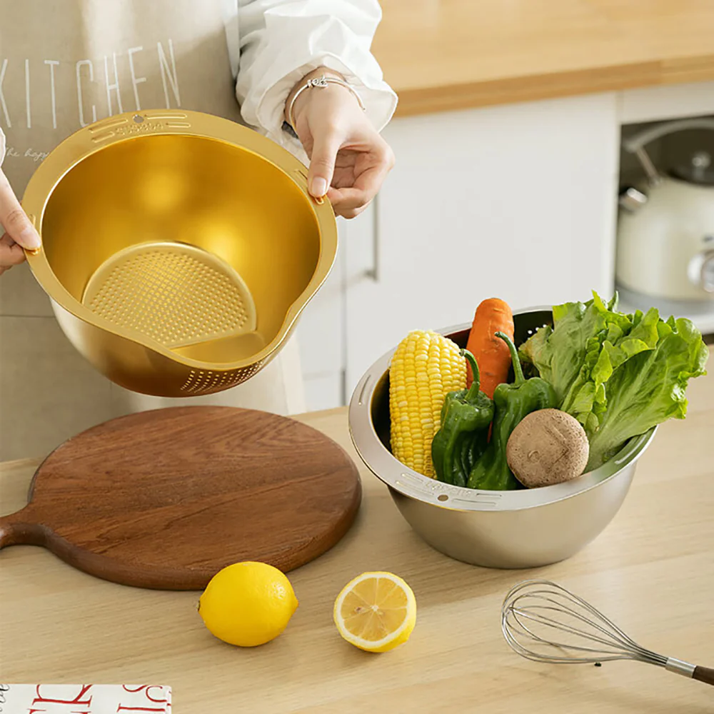 Modern SweetHome 304 Stainless Steel Rice Washing Bowl - Silver - Image 4