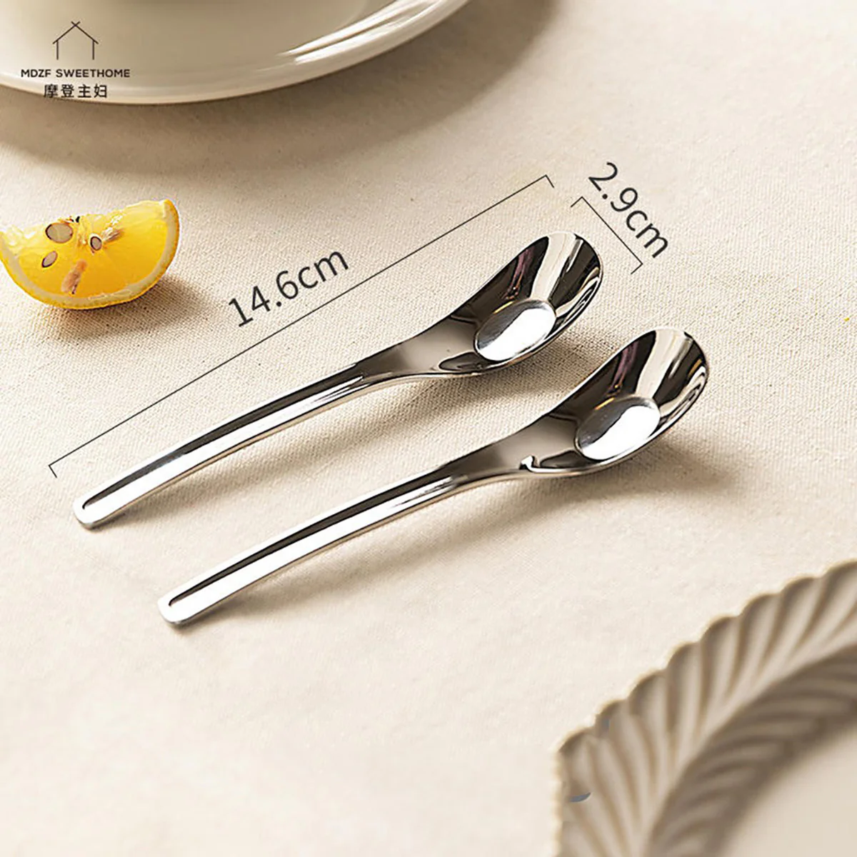 Modern SweetHome 316 Stainless Steel Yuanbao Spoons - Set of 2 - Image 2