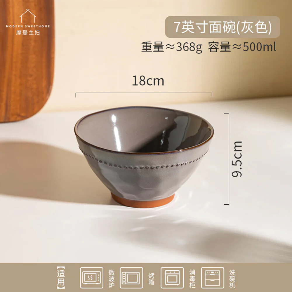 Modern SweetHome 7-Inch Conical Noodle Bowl - Gray - Image 4