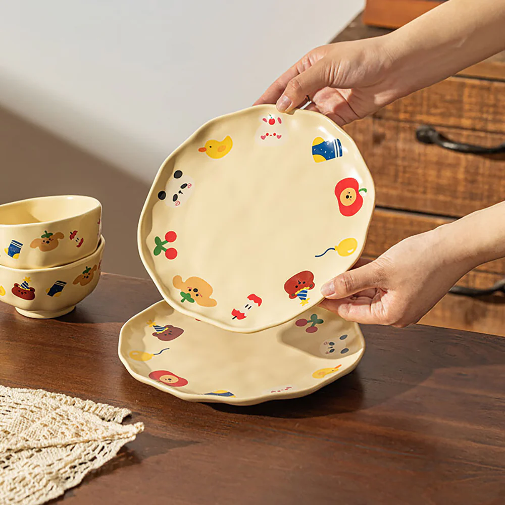 Modern SweetHome Animal Party 4-Piece Dinnerware Set for One - Image 3