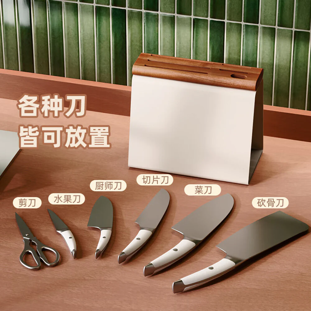 Modern SweetHome Anti-Bacterial Rust-Resistant Beech Wood Knife Block with Diatomaceous Earth Mat - Image 5