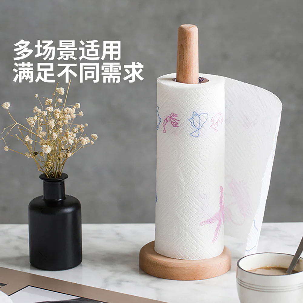Modern SweetHome Beech Wood Kitchen Paper Holder - Round Base - Image 2