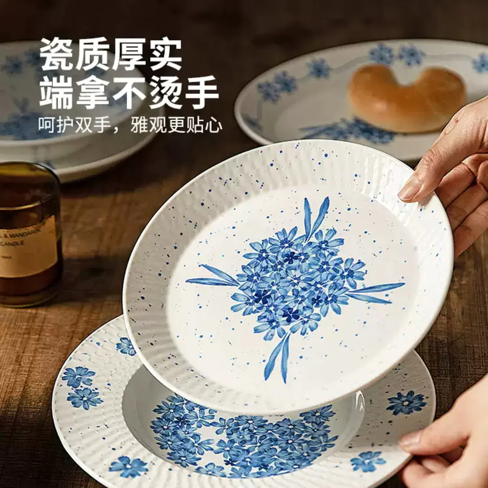 Modern Housewife Blue Blossom 7.5" Porcelain Conical Soup Plate – Japanese-Style Deep Dish - Image 2