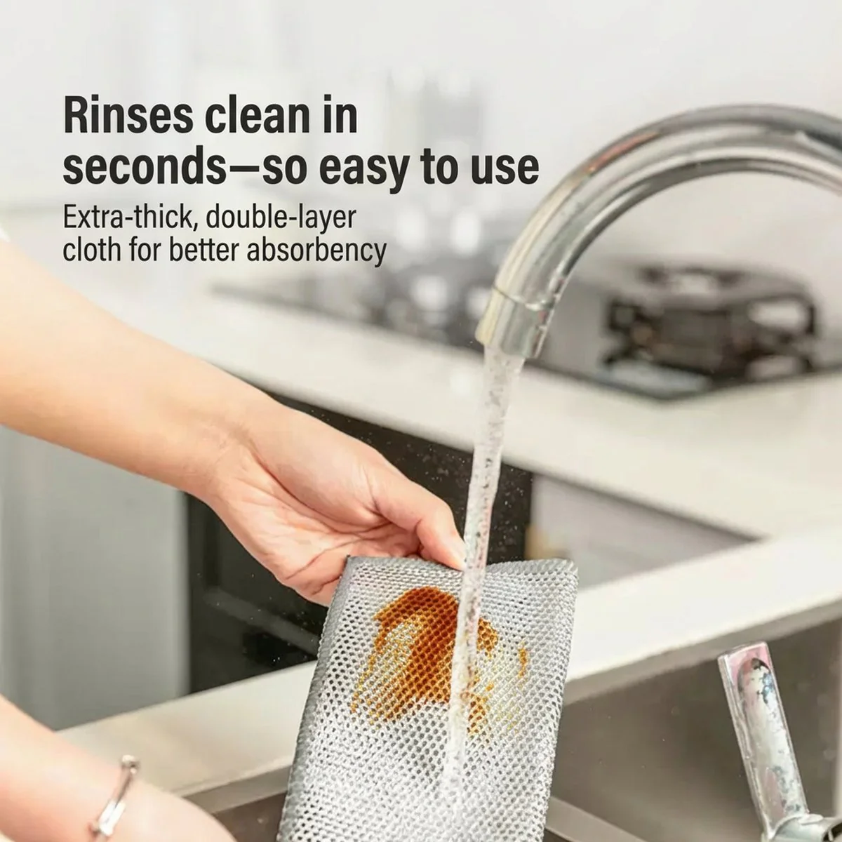 Modern Housewife Double-Layer Silver-Fiber Cleaning Cloths - 6 Pieces (20×20cm) - Image 2