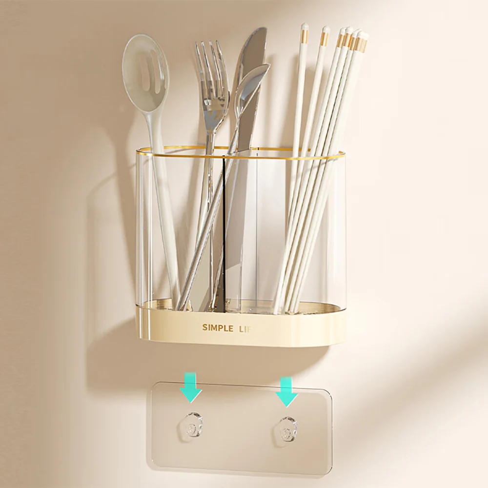 Modern SweetHome Dual Tube Chopstick Holder - White - Image 2