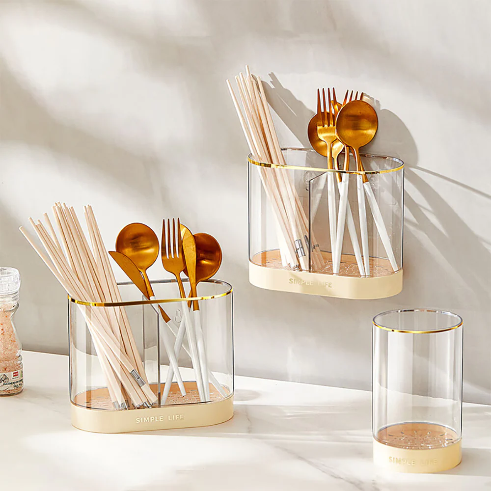 Modern SweetHome Dual Tube Chopstick Holder - White - Image 3