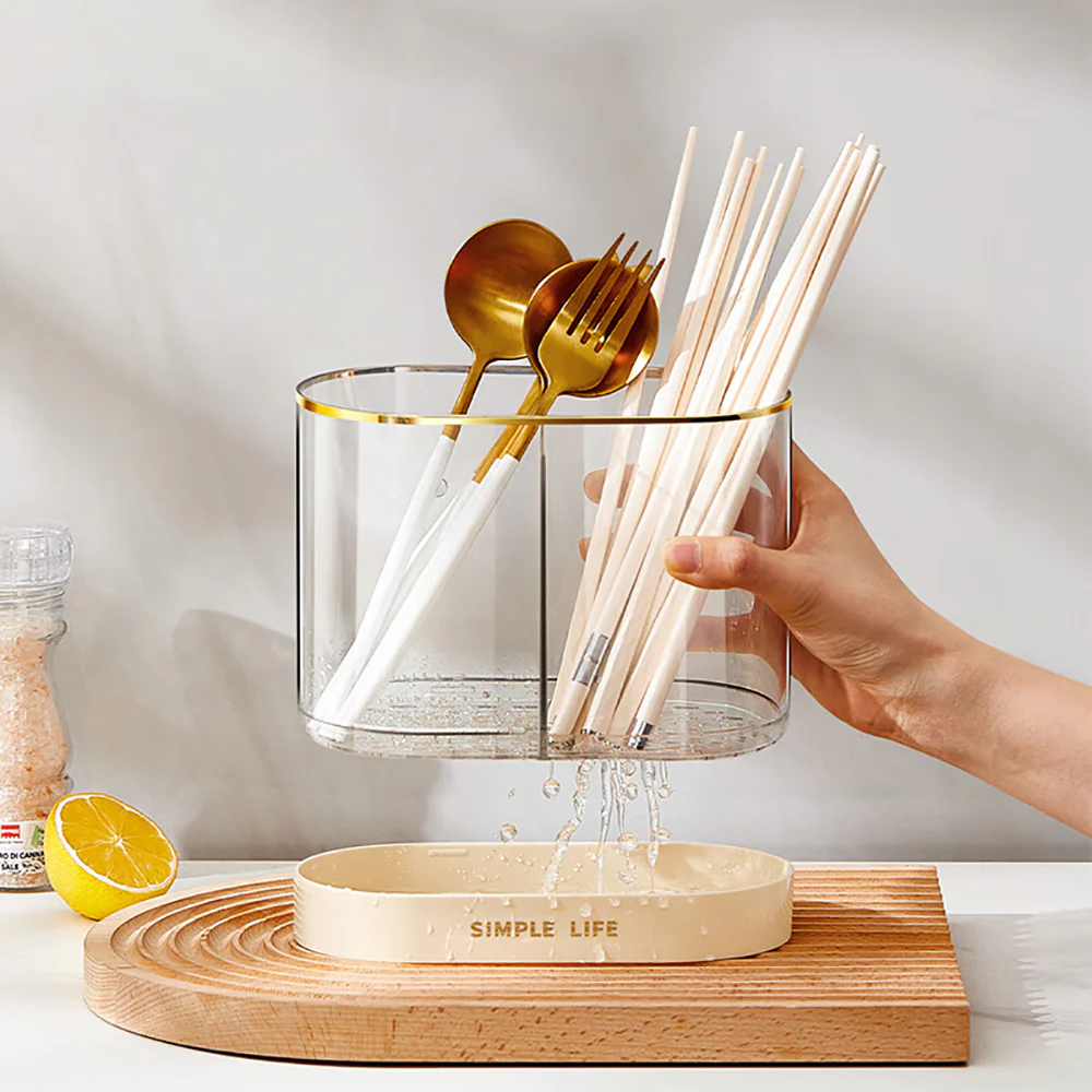 Modern SweetHome Dual Tube Chopstick Holder - White - Image 4