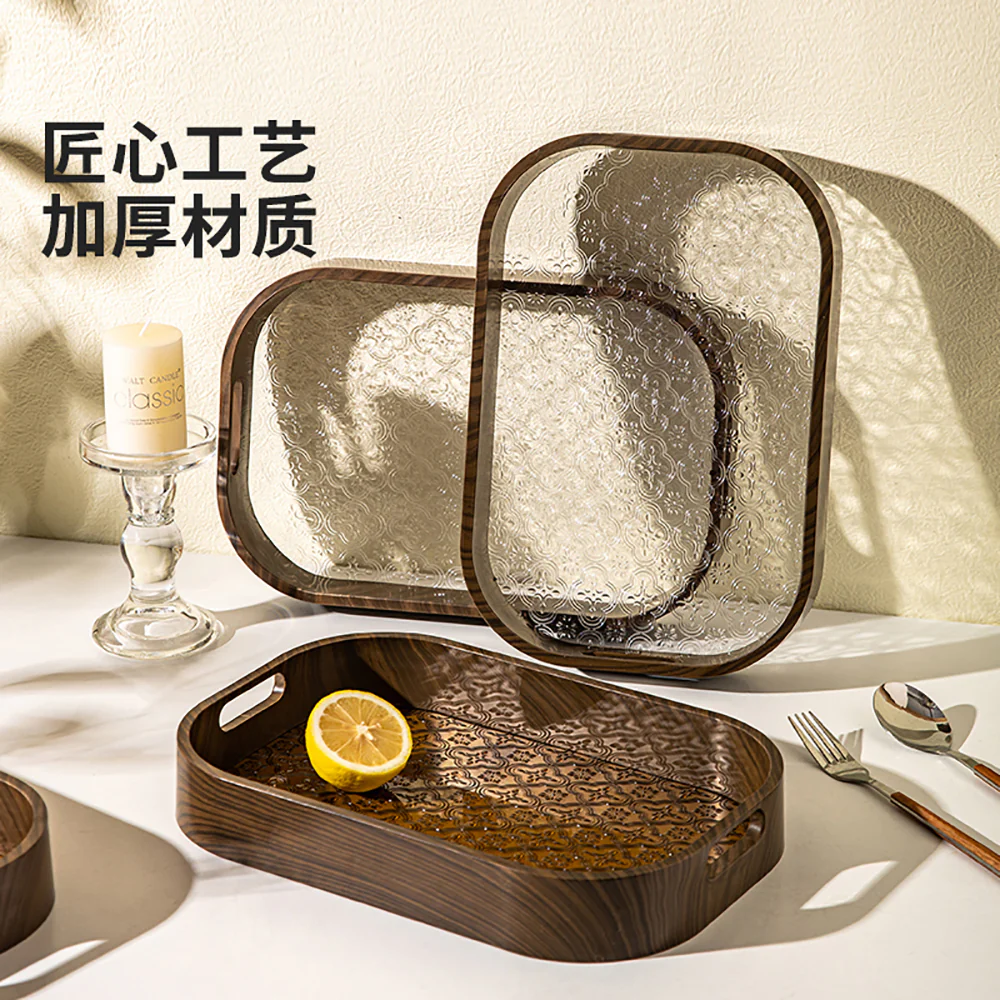 Modern SweetHome Faux Wood Tray - Transparent - Image 3