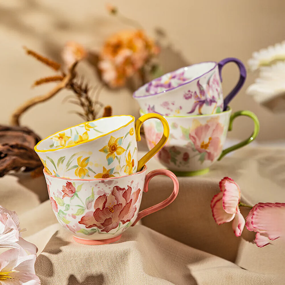 Modern SweetHome Flower Series Hibiscus Breakfast Cup 450ml - Image 2