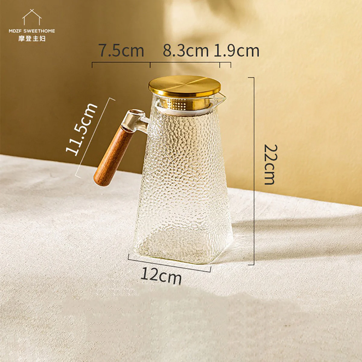 Modern SweetHome High Borosilicate Wood Handle Conical Cold Water Pitcher - 1.5L - Image 2