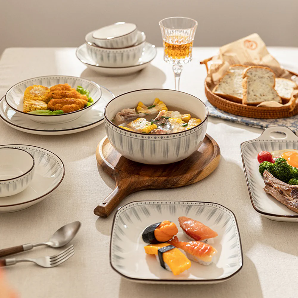 Modern SweetHome Japanese Ceramic Tableware Set for 2 - 12 Pieces - Image 2
