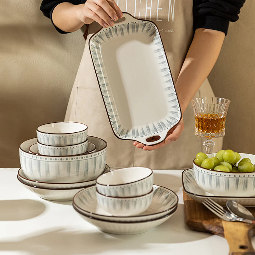 Modern SweetHome Japanese Ceramic Tableware Set for 6 - 32 Pieces - Image 3