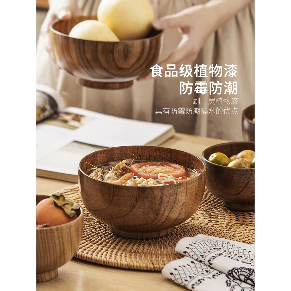 Modern SweetHome Japanese Style Wooden Rice Bowl - 5 Inches - Image 2