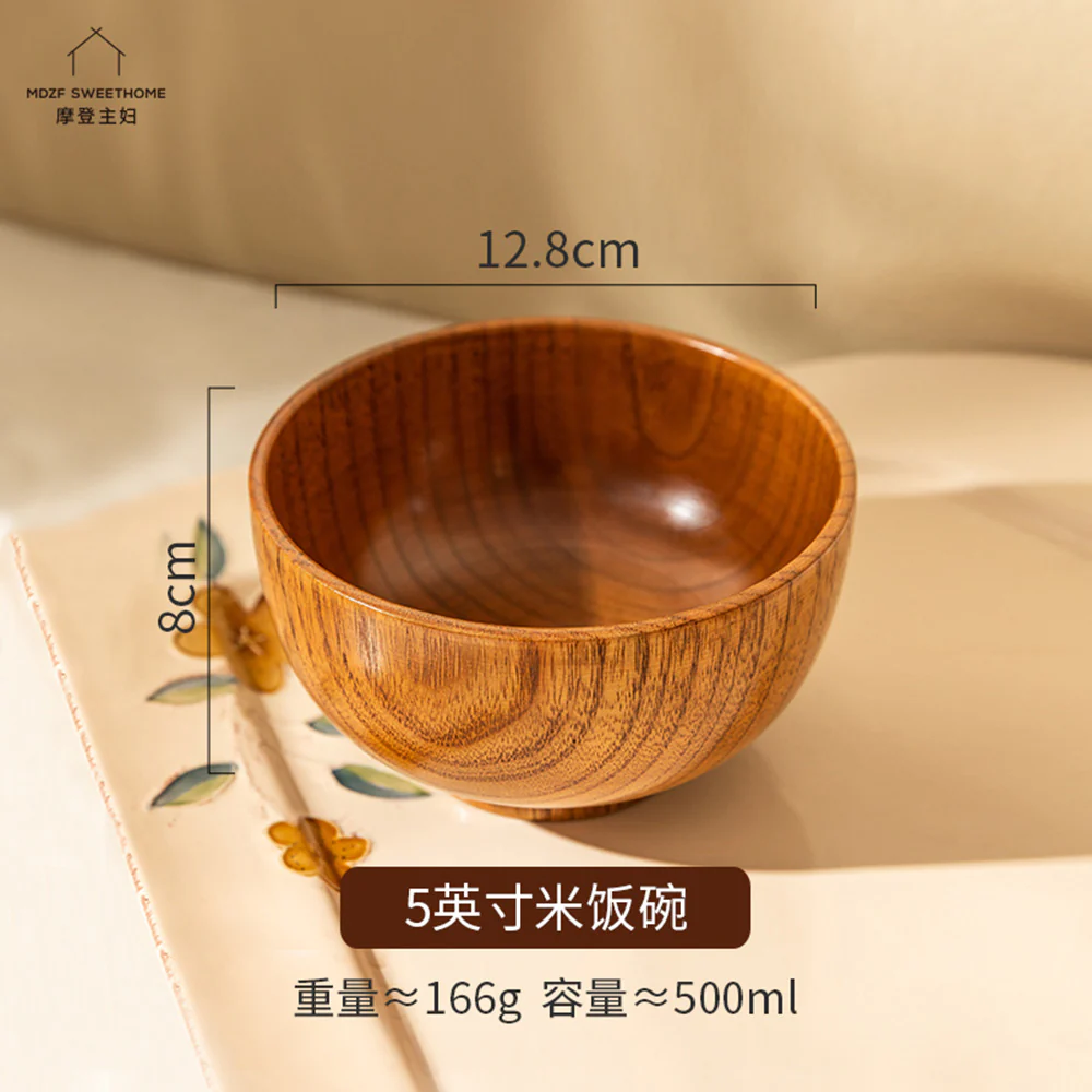 Modern SweetHome Japanese Style Wooden Rice Bowl - 5 Inches - Image 4