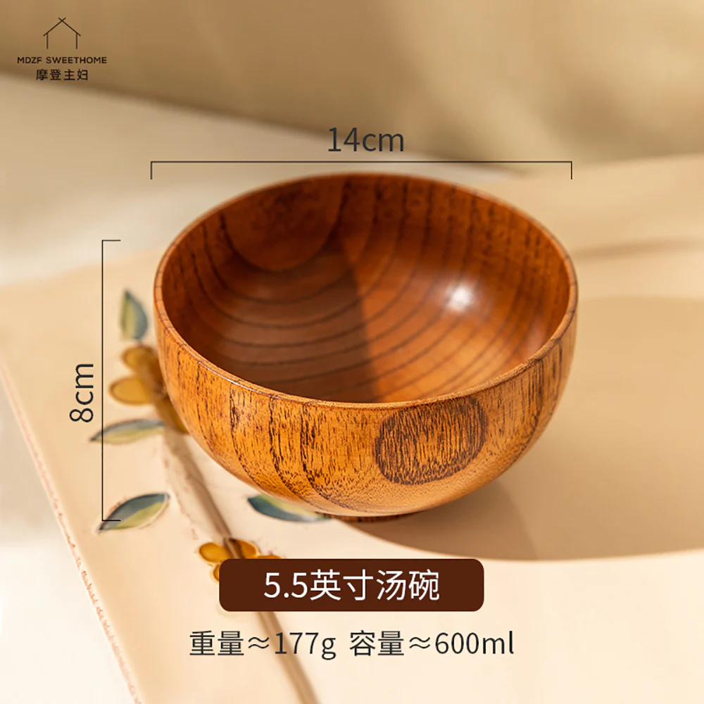 Modern SweetHome Japanese Wooden Soup Bowl - 5.5 Inch - Image 4