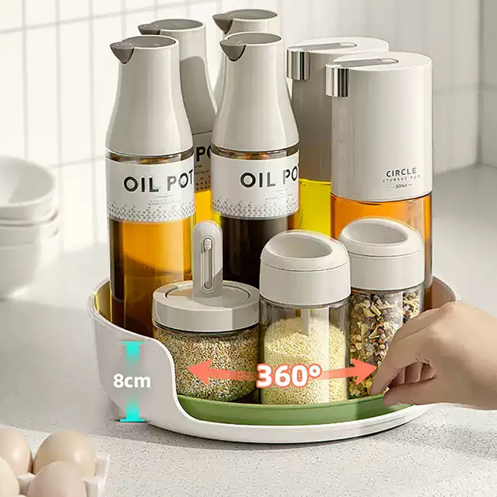 Modern SweetHome Kitchen Rotating Spice Rack - Cream White, 27.8cm Diameter - Image 2