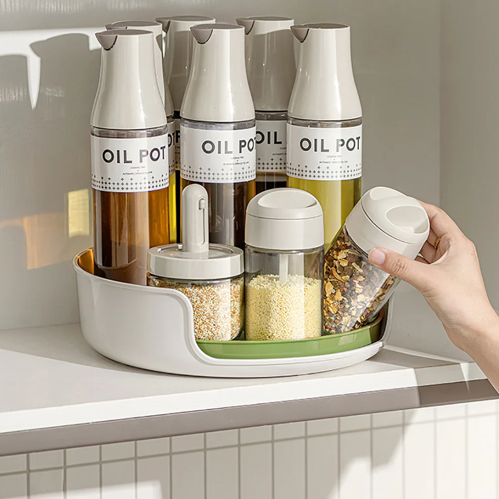 Modern SweetHome Kitchen Rotating Spice Rack - Cream White, 27.8cm Diameter - Image 3