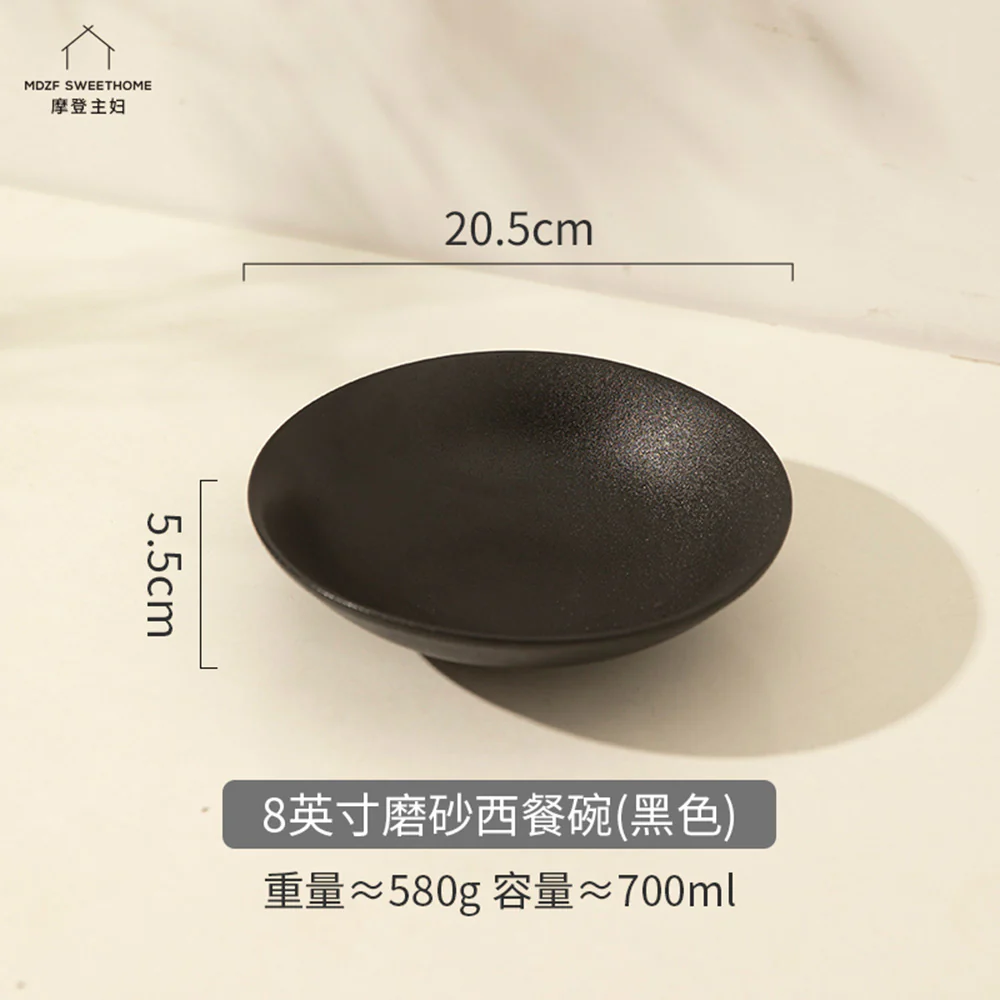 Modern SweetHome Matte Western Bowl 8 Inches - Black - Image 3