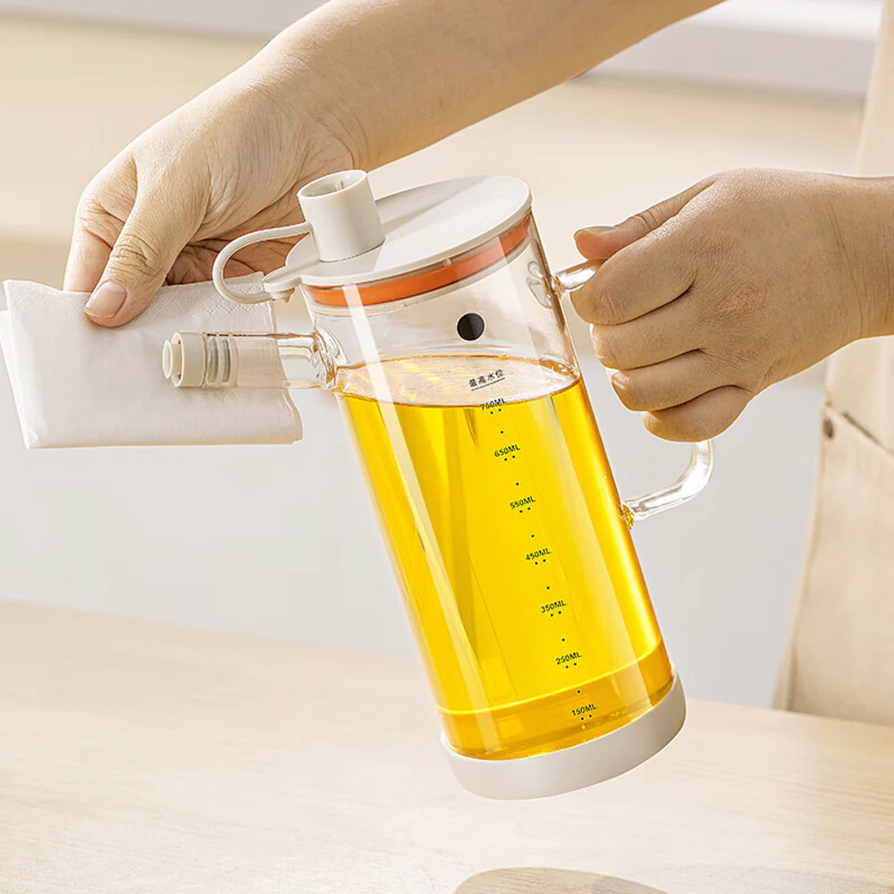 Modern SweetHome Non-Drip High Borosilicate Glass Oil Dispenser - White 750ml