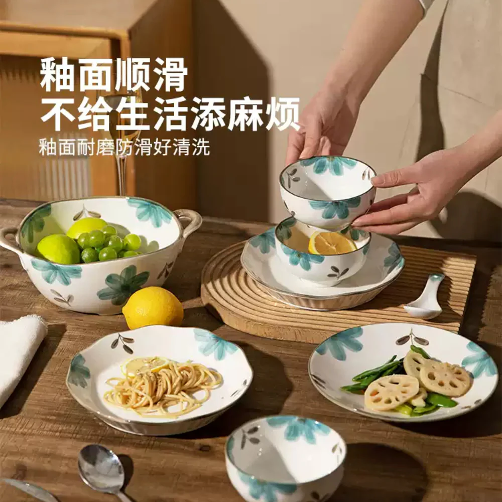 Modern Housewife “Qingyuan” Ceramic Fish Serving Plate with Floral Motif - Image 4