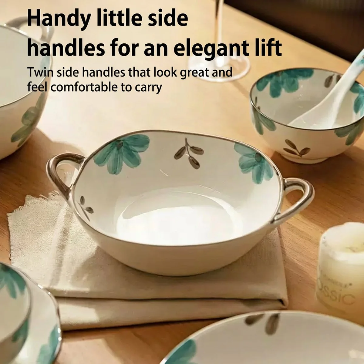 Modern Housewife “Qingyuan” Floral Rice Bowl 4.5" – Hand-Painted Ceramic Tableware - Image 3