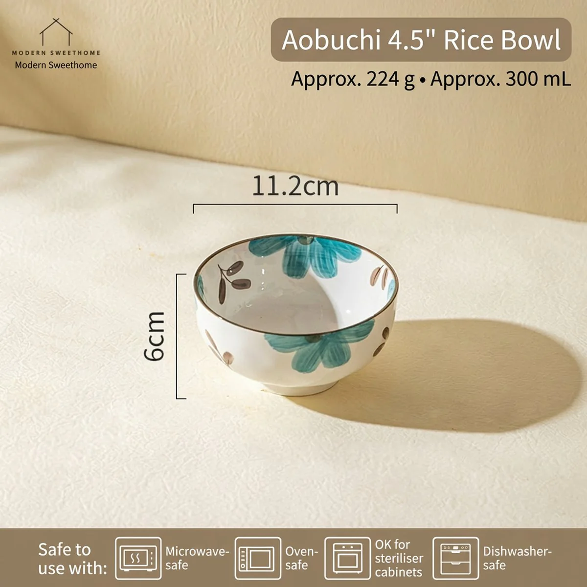 Modern Housewife “Qingyuan” Floral Rice Bowl 4.5" – Hand-Painted Ceramic Tableware - Image 5
