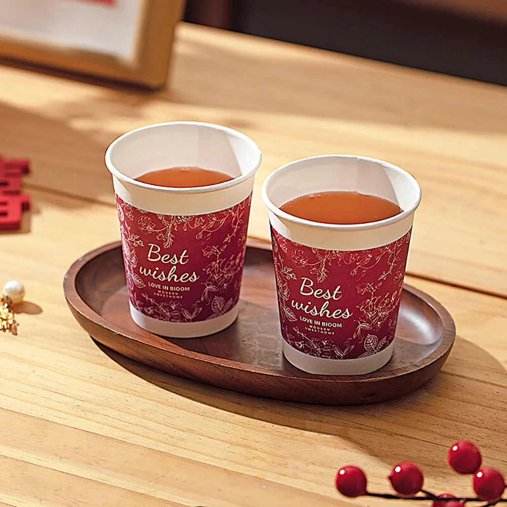 Modern SweetHome Rose Holiday Disposable Paper Cups 330ml - Pack of 20