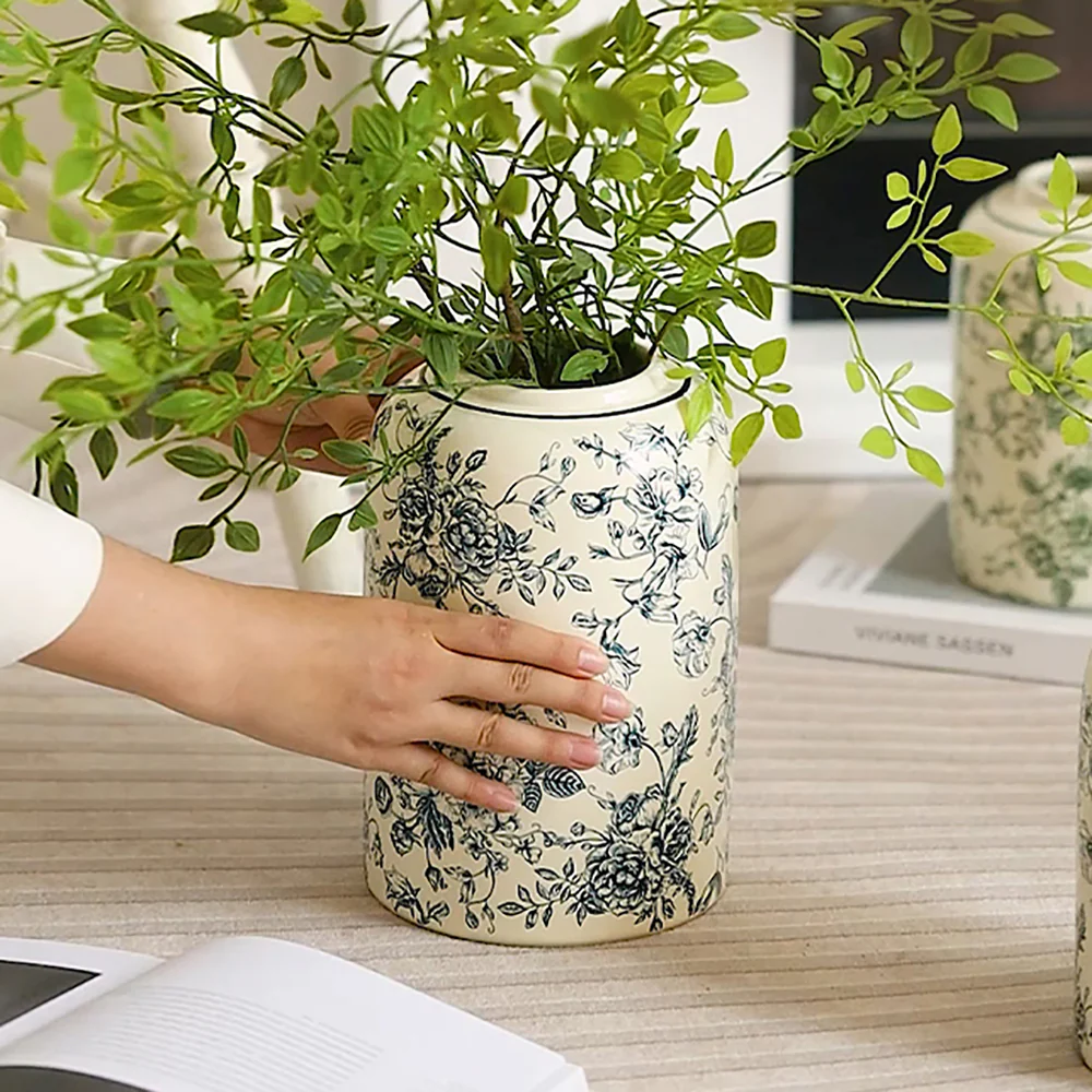 Modern SweetHome Rose Holiday Vase - Large, Blue, Vintage Chinese Style - Image 2