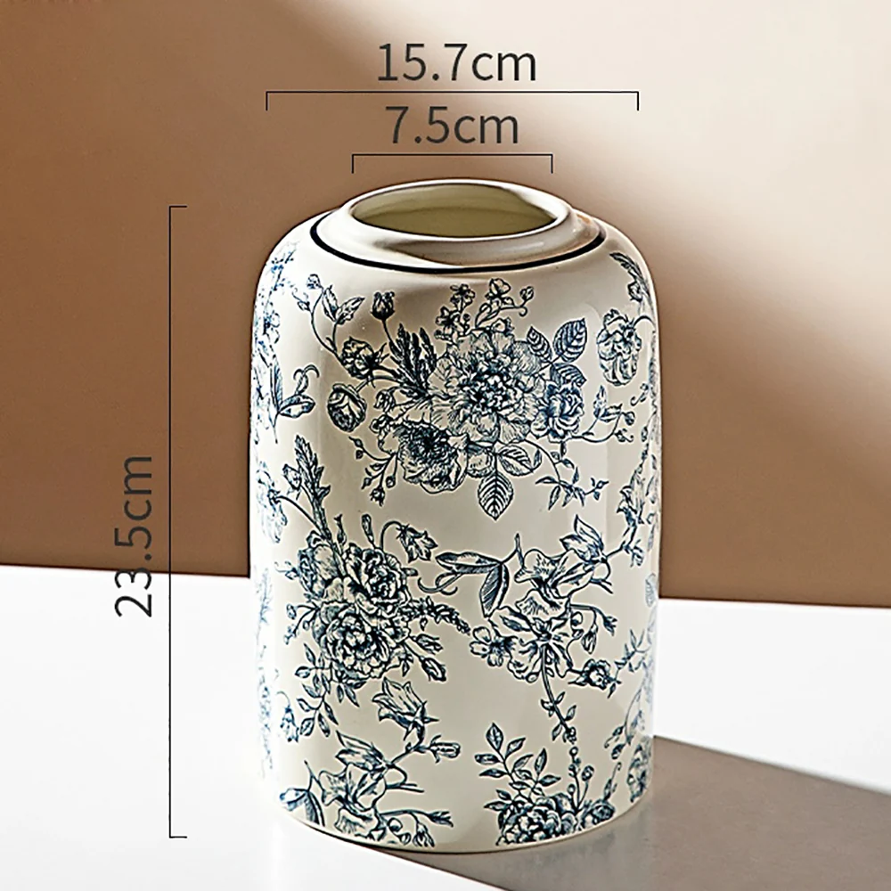Modern SweetHome Rose Holiday Vase - Large, Blue, Vintage Chinese Style - Image 3