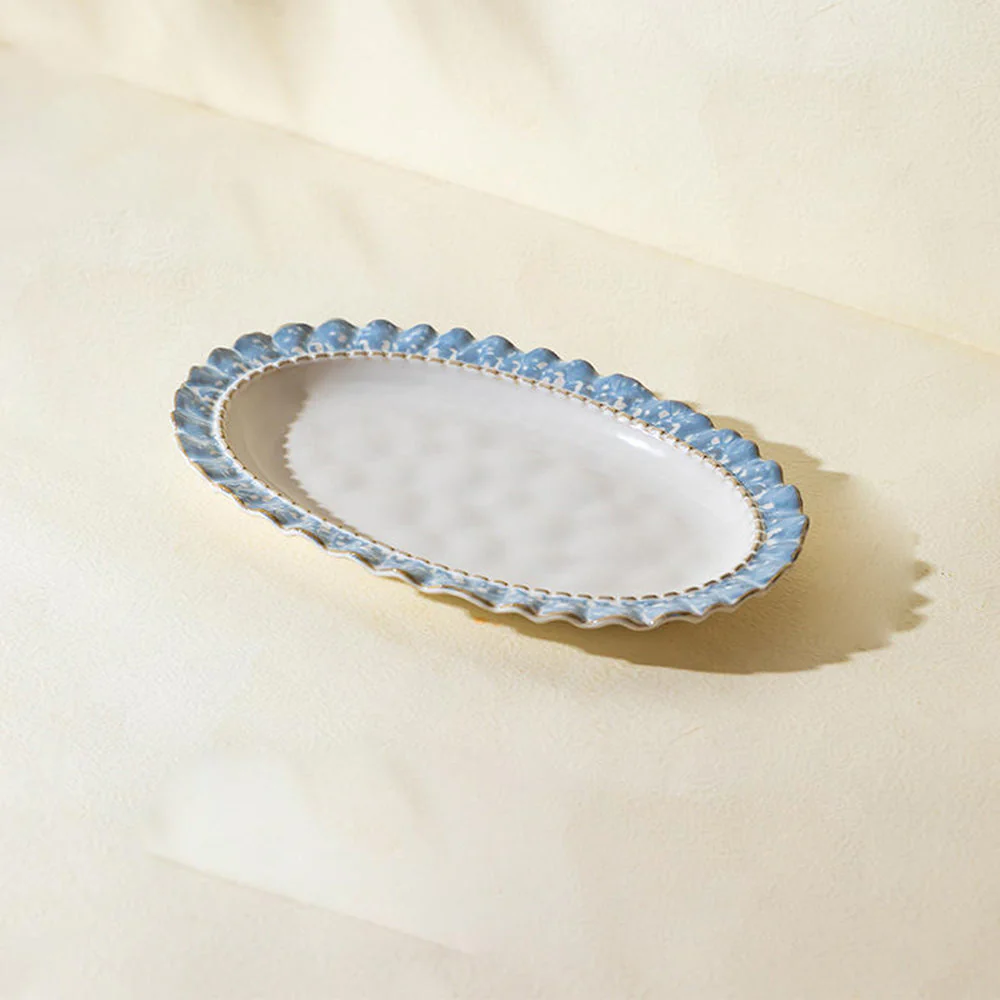 Modern SweetHome Smoke Blue Lace Edge Round Plate - 10.75 Inches - Image 2