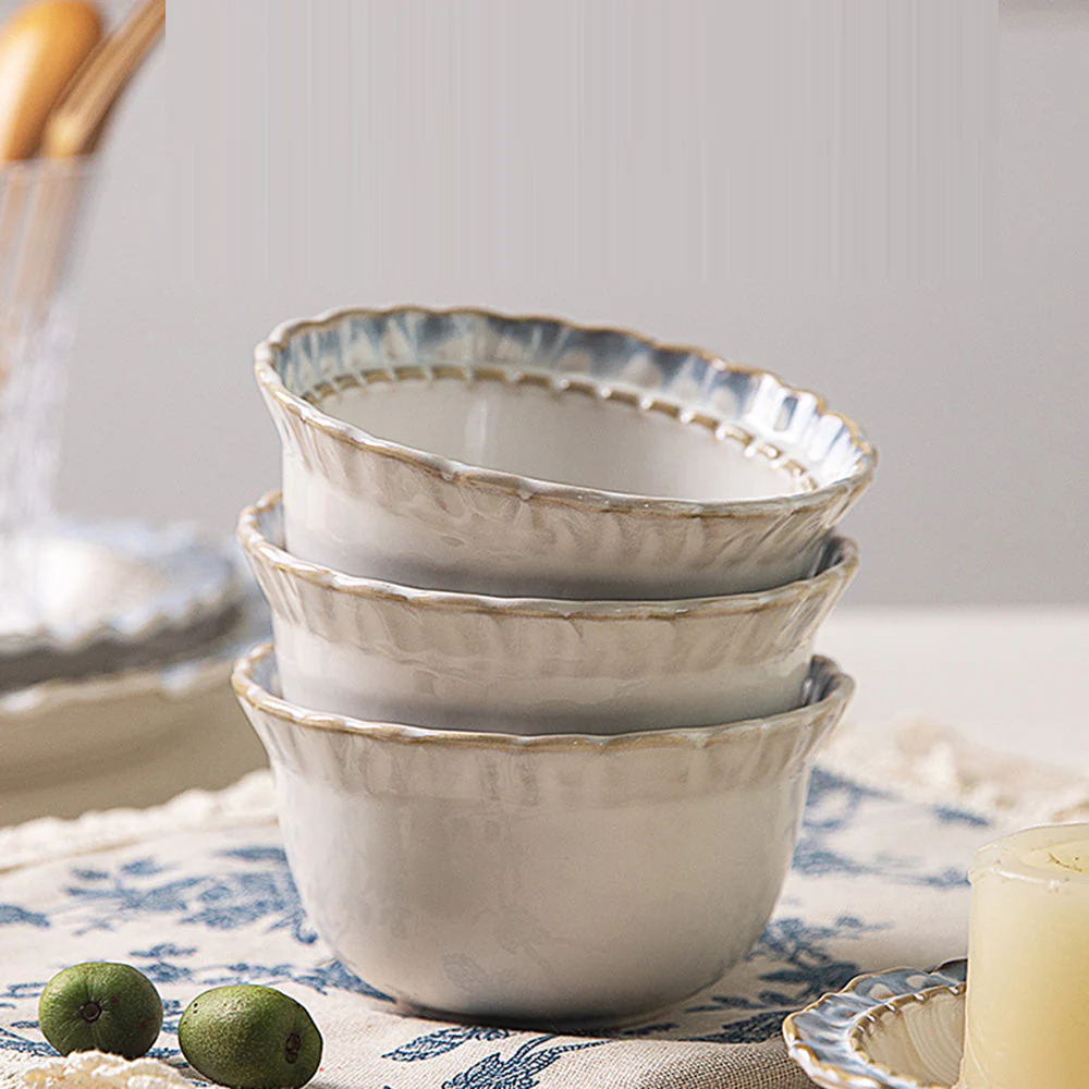 Modern SweetHome Smoky Blue Lace Rice Bowl - 4.75 Inches - Image 2