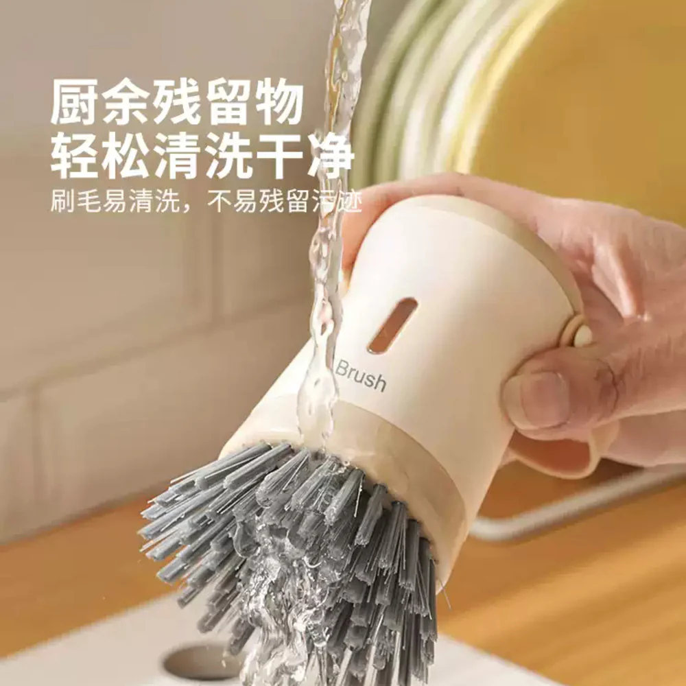 Modern Housewife Soap-Dispensing Multi-Purpose Scrub Brush with Handle – Cream - Image 3