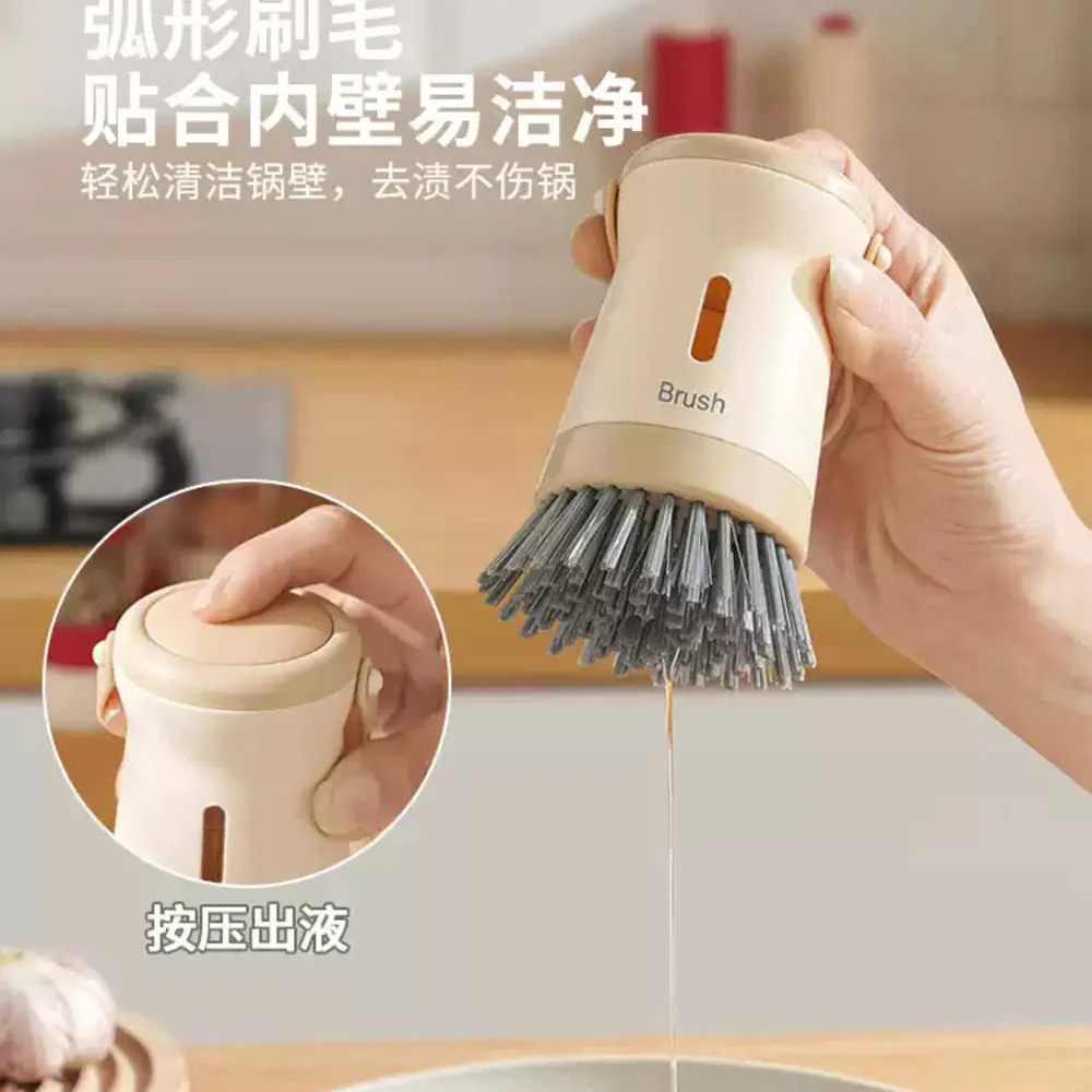 Modern Housewife Soap-Dispensing Multi-Purpose Scrub Brush with Handle – Cream - Image 4