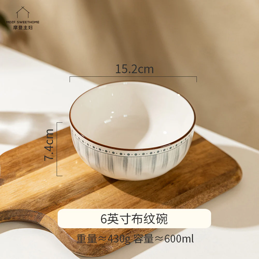 Modern SweetHome Soup Bowl Blue Line Design - 6 Inches - Image 3