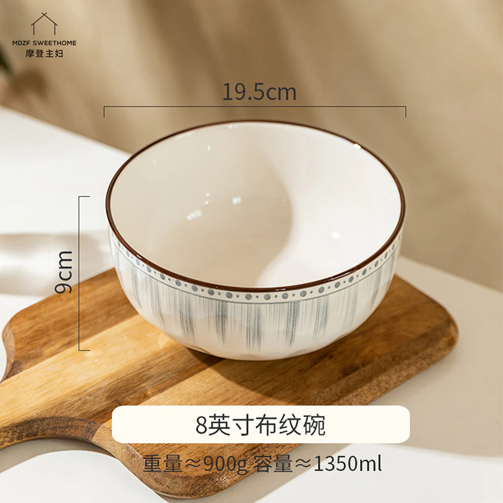 Modern SweetHome Soup Bowl Blue Line Design - 8 Inches - Image 2