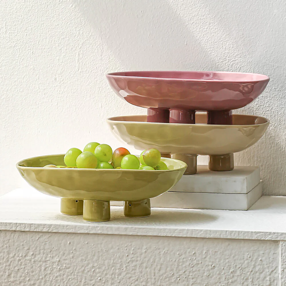 Modern SweetHome Three-Legged Fruit Plate - Green - Image 3
