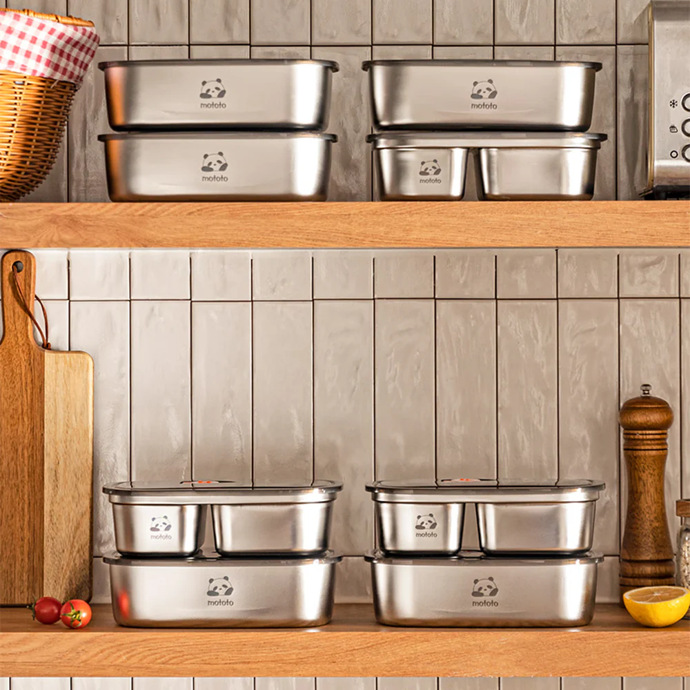 Modern Housewife Two-Compartment Stainless Steel Lunch Box - 1200ml - Image 2