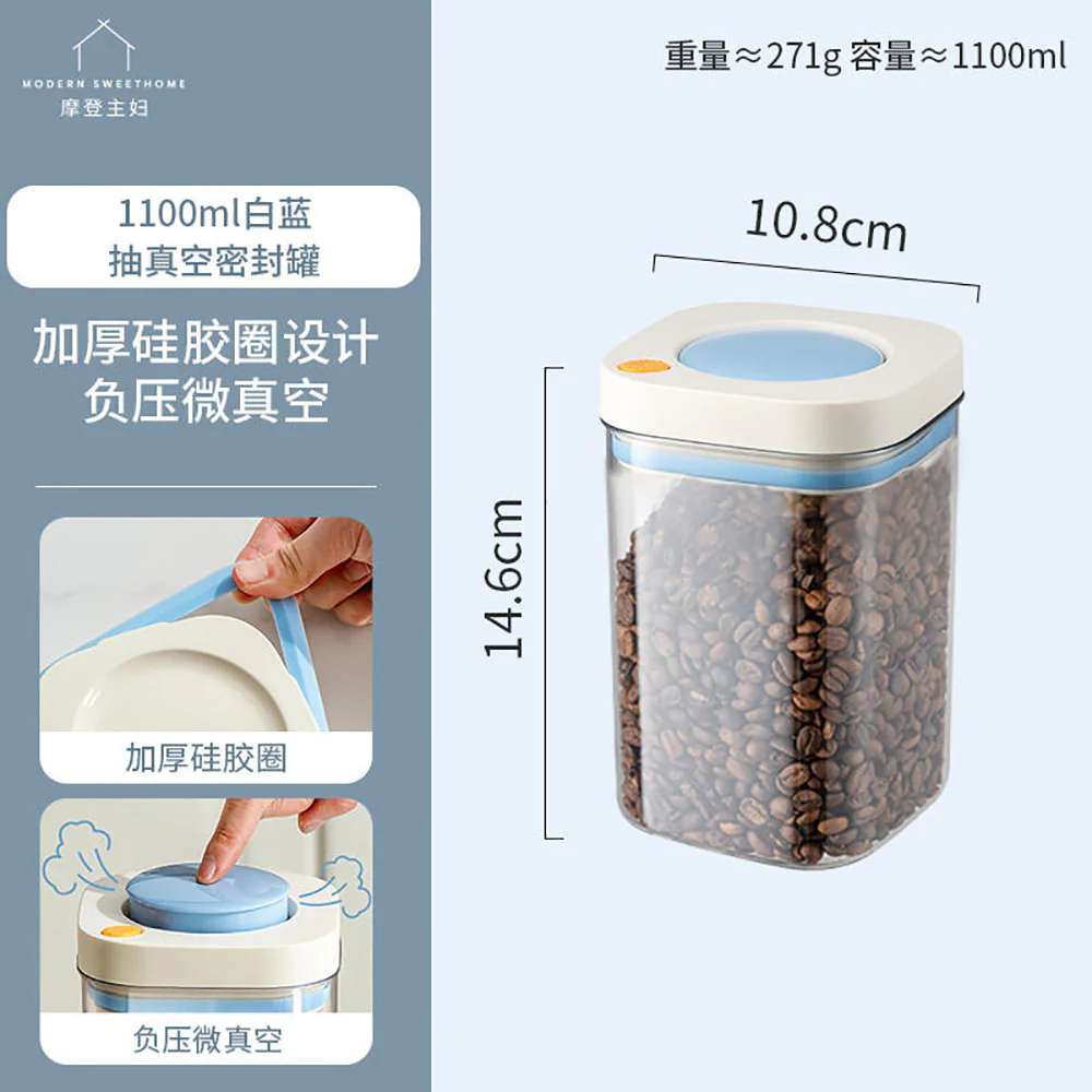 Modern SweetHome Vacuum Sealed Container Blue and White - 1100ml - Image 3