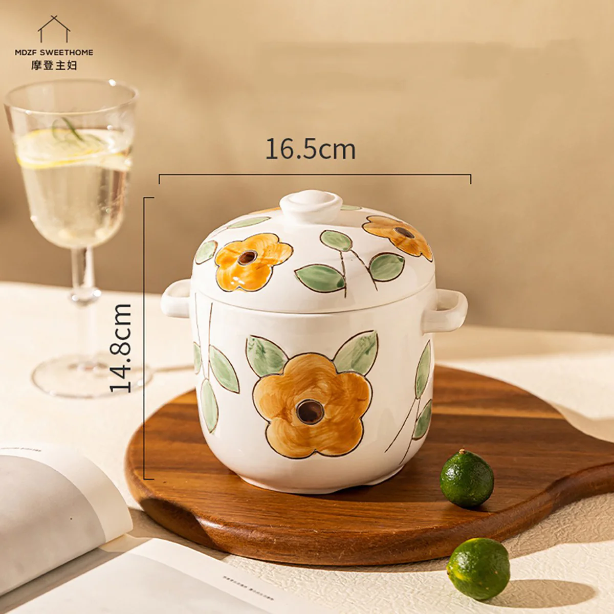 Modern SweetHome Yellow Flower Stew Pot - Large 800ml - Image 2