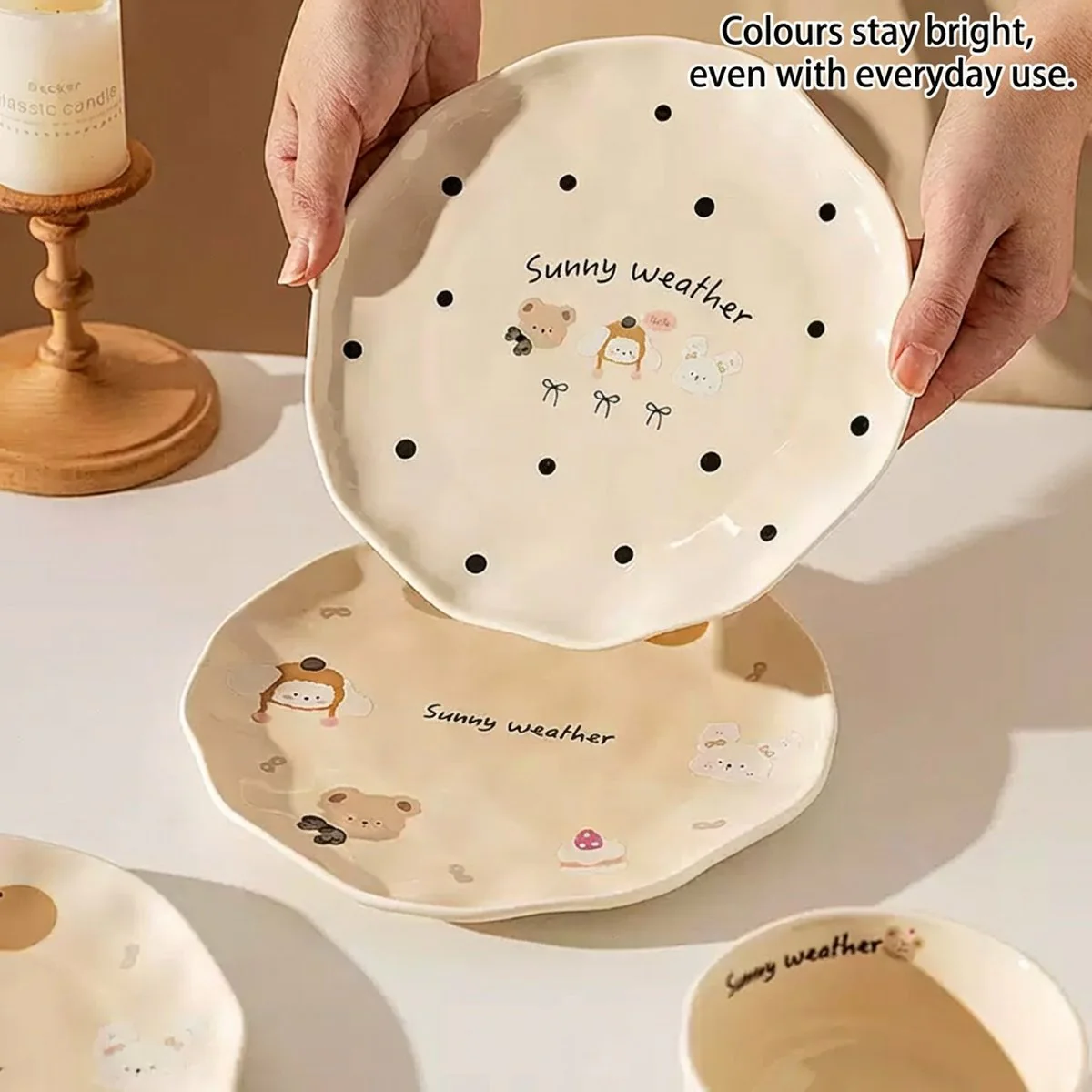 Modern Sweethome 4.5-Inch Ceramic Rice Bowl – Cute “Cake Bear” Pattern, 350 ml - Image 2