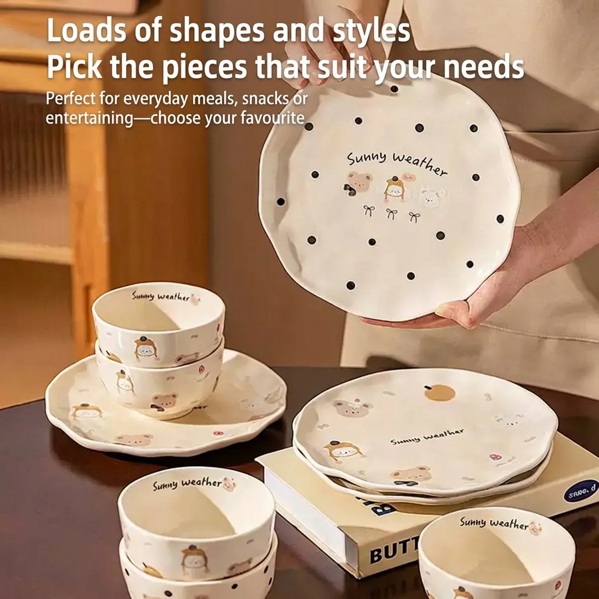 Modern Sweethome 4.5-Inch Ceramic Rice Bowl – Cute “Cake Bear” Pattern, 350 ml - Image 5
