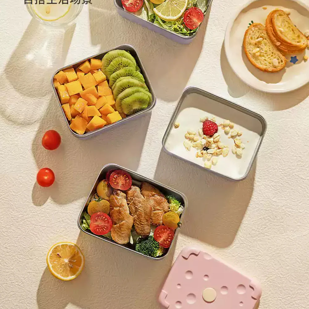 Modern Sweethome 600ml Microwaveable Insulated Stainless Steel Lunch Box - Purple Lid