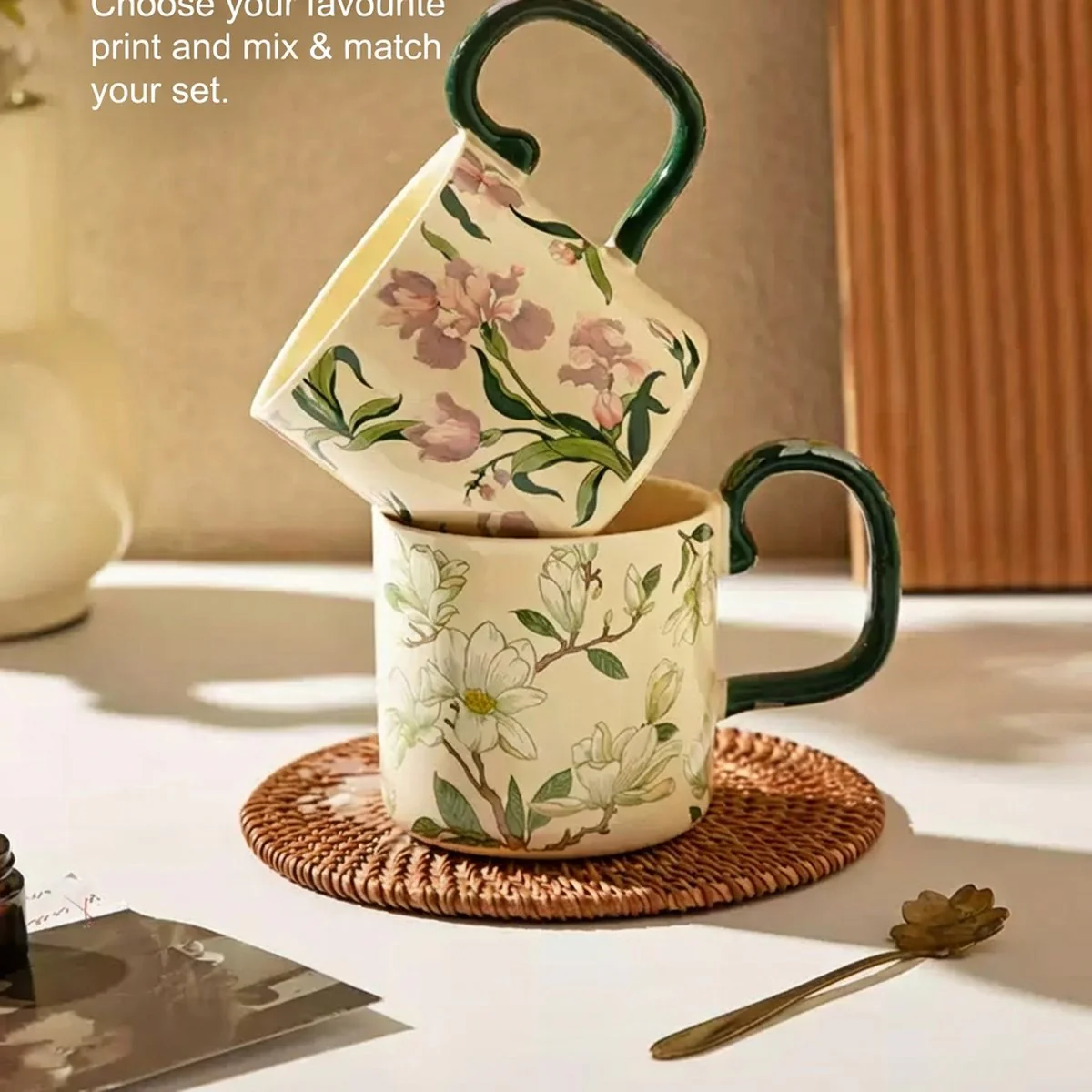 Modern Sweethome Camellia Blossom Ceramic Mug 400ml – Coffee & Tea Cup - Image 2