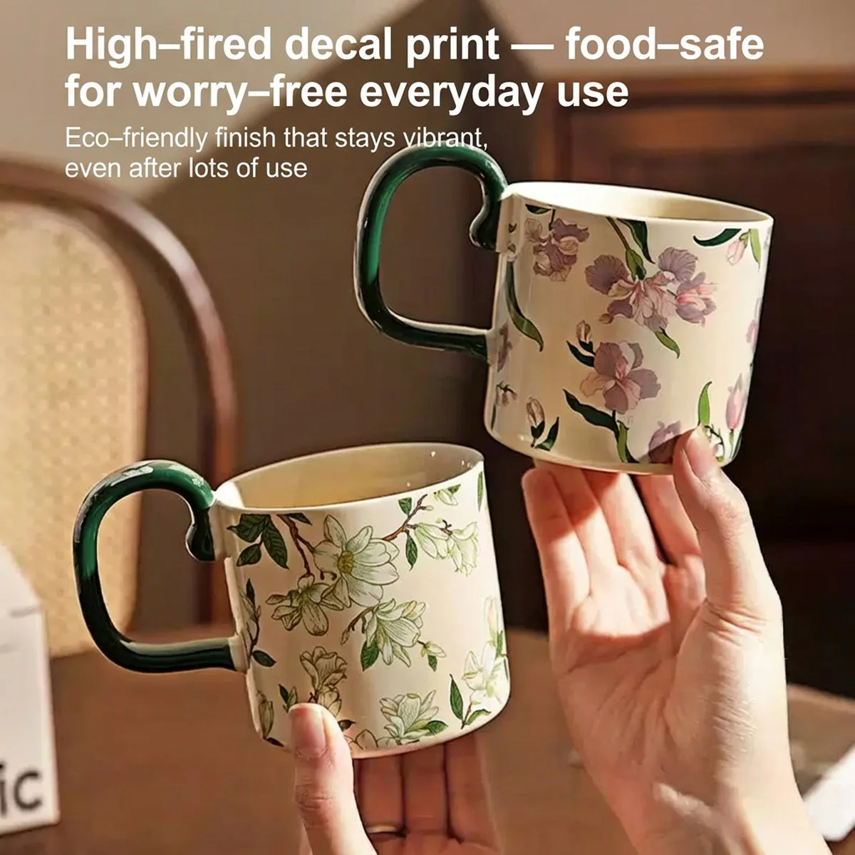 Modern Sweethome Camellia Blossom Ceramic Mug 400ml – Coffee & Tea Cup - Image 4