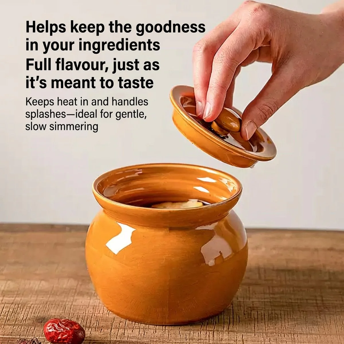Modern Sweethome Ceramic Stew Pot with Lid – White 420ml - Image 2
